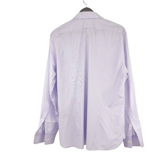 JOHN VARVATOS Slim Fit Cotton Pinstripe Button Down Lavender Dress Shirt Size M - Picture 3 of 7